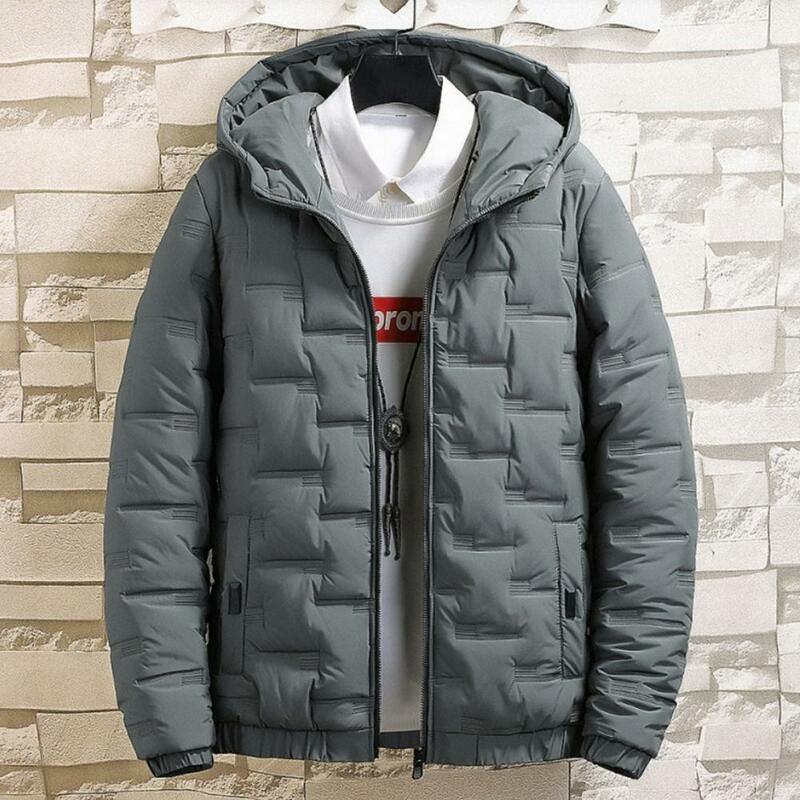 Lightweight Polyester Fabric Men Down Jacket Hooded Men Down Jacket Winter Men's Hooded Down Jacket Thick Warm for Comfort