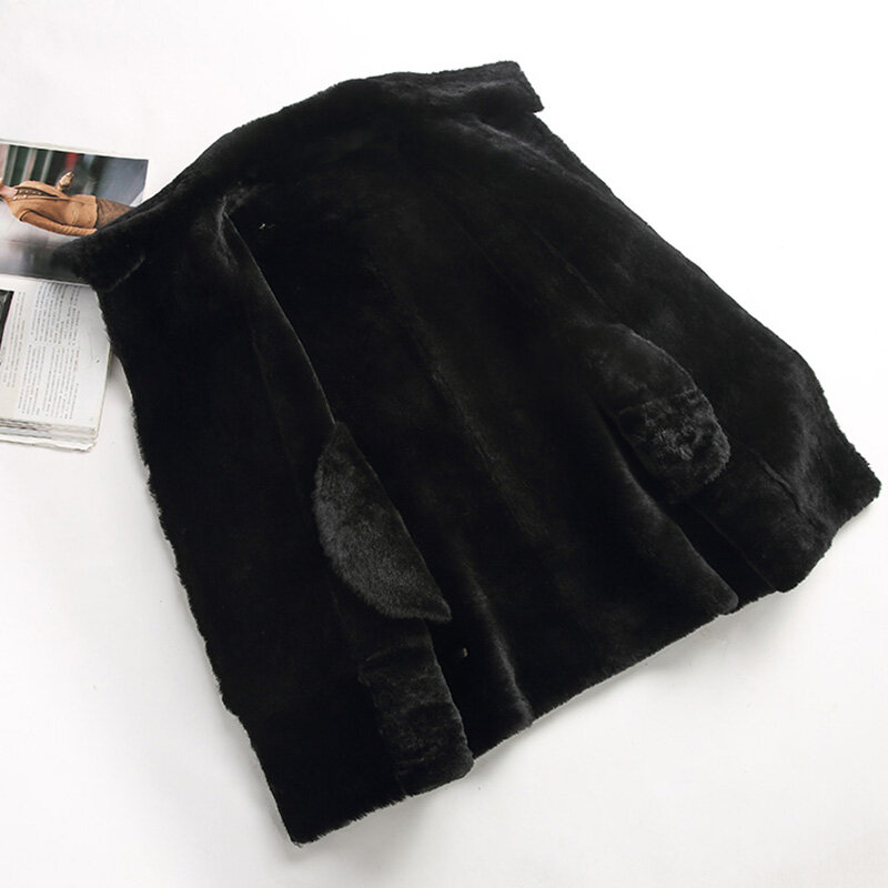 Chaqueta de piel de oveja con cremallera para mujer, abrigo cálido para motocicleta, invierno, 2023, MH3892L