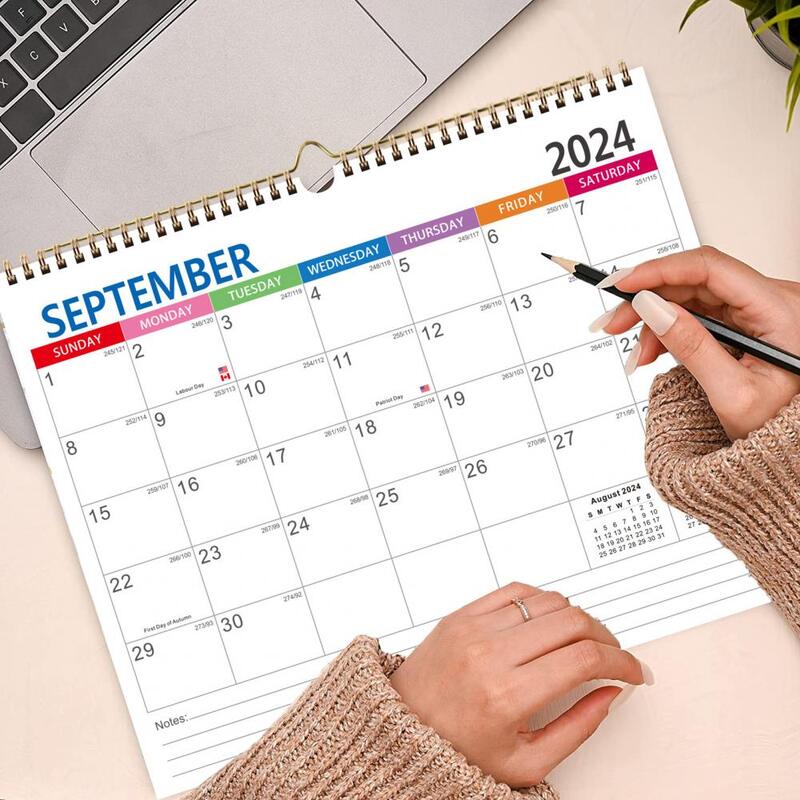 Englisch Kalender 2024-2025 Wandkalender Spule Bindung Zeit management Monats planer Kalender Home Supplies Calenda rio