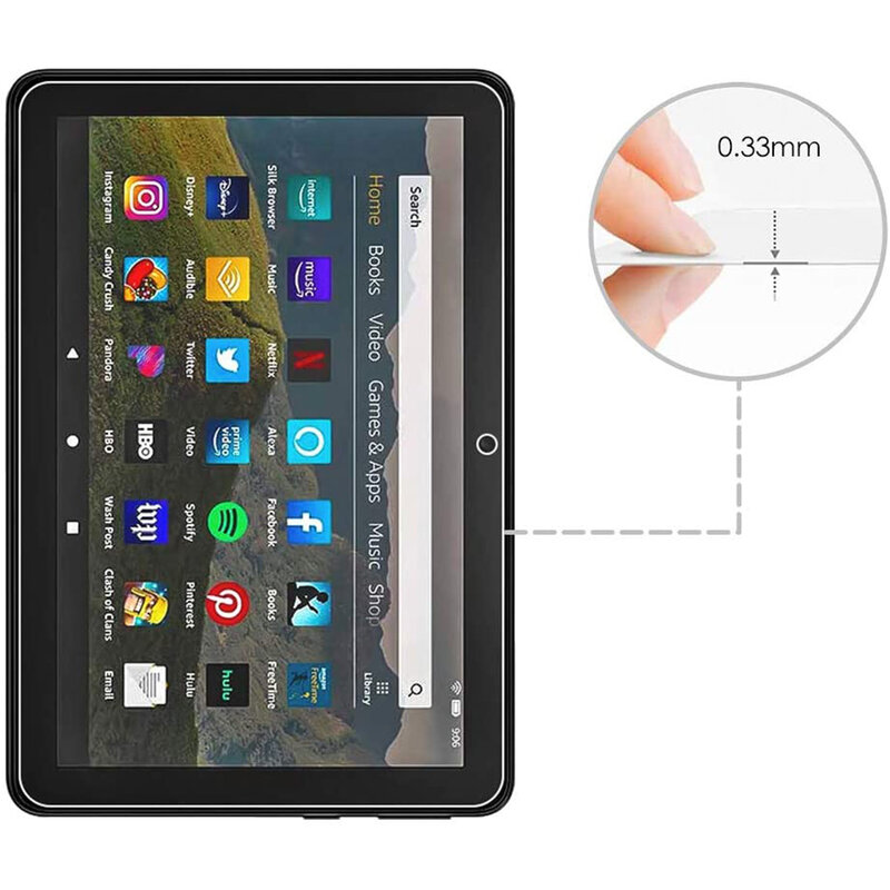 กระจกนิรภัยกันรอยขีดข่วน HD 2ชิ้นสำหรับ Amazon Kindle Fire HD 7 8 PLUS 10 Kids Pro Fire MAX 11 2023 2022 2021