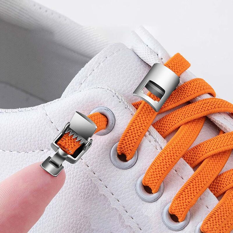 Fashion Unisex No Tie Shoelaces Fast Safety Sneakers Strings Snap Shoelaces Metal Lock Laces Clasp Lazy Laces Buckle