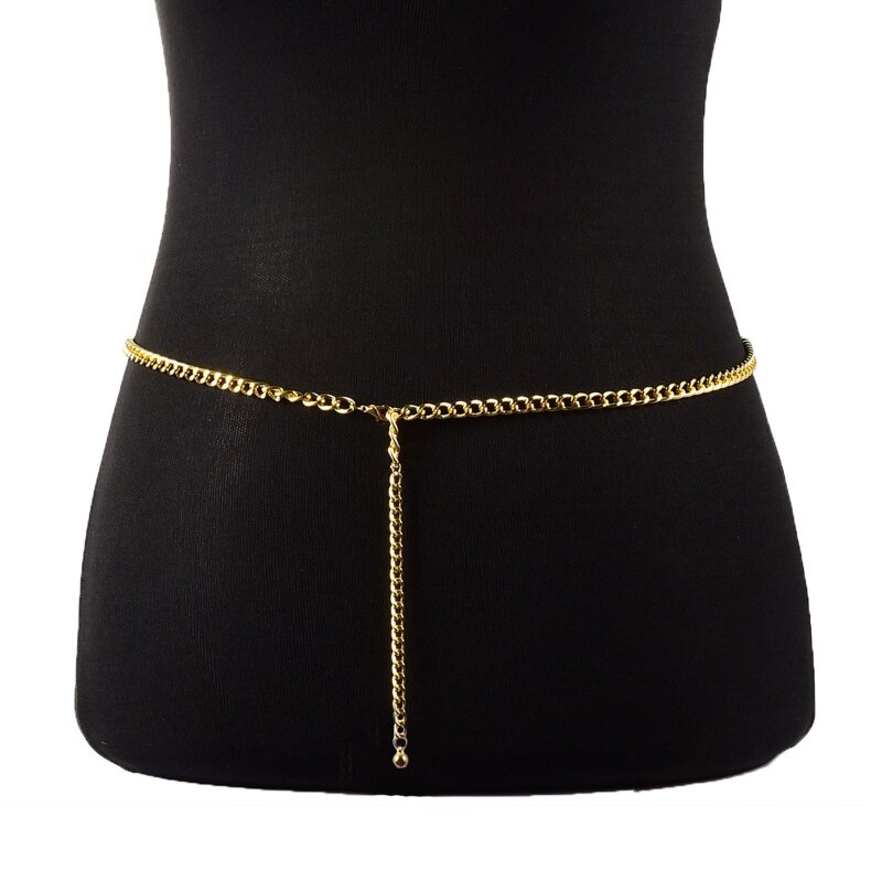 Cinturones cadena finos con cadena para vientre, cinturones decorativos para mujer, vestidos