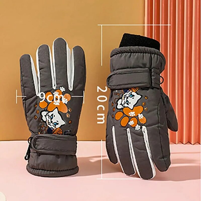 Anti-slip Children Winter Ski Gloves Snow Snowboard Finger Warmer Thicken Mittens Waterproof 5-10 Years Old Kids Glove