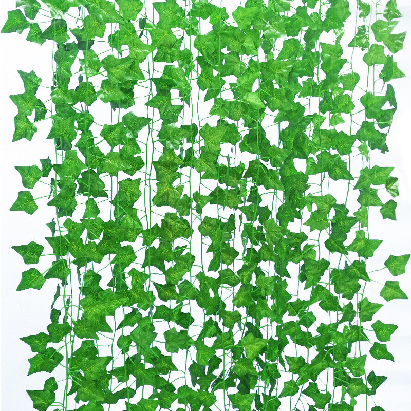 Guirnaldas artificiales de hiedra, enredadera verde de ratán, hojas verdes, vid, plantas colgantes DIY, follaje, flores falsas, hojas, decoración del hogar, 2/ 10M