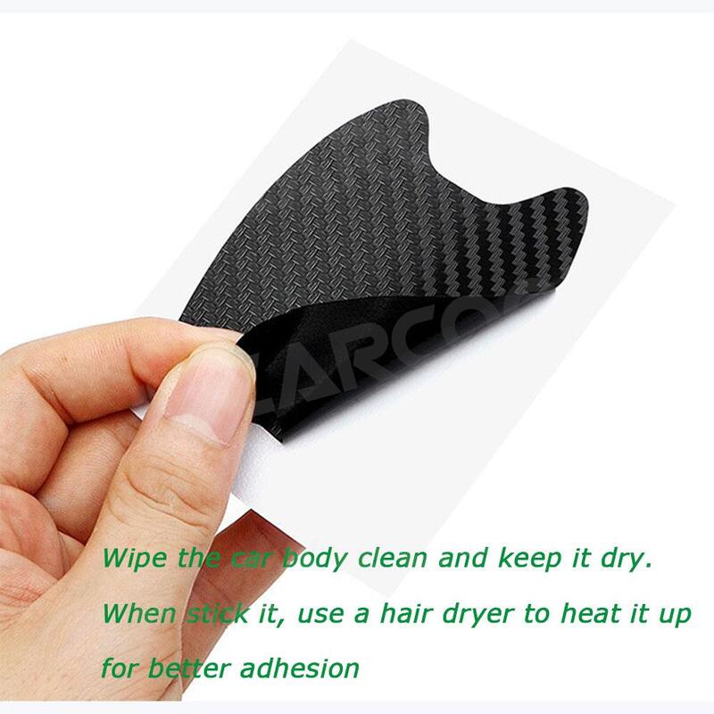 Porta do carro Carbon Fiber Handle Sticker, Anti Scratch Resistant Cover, Proteger Automóveis Film, Exterior Styling Acessórios, 4pcs