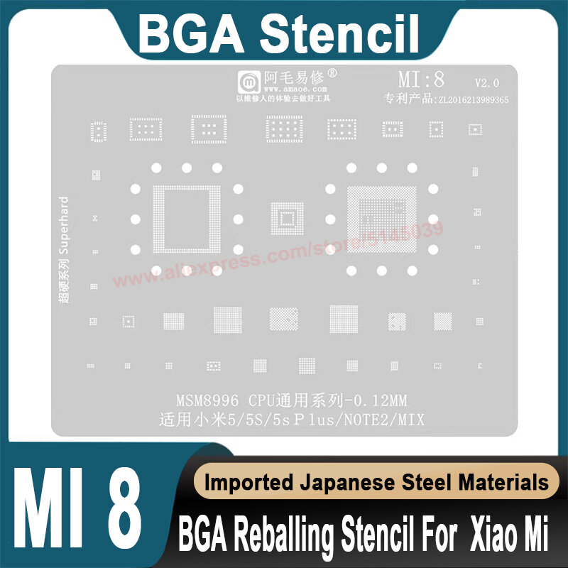 Estêncil BGA para Xiaomi MI 5, 5S Plus, Nota 2, CPU, MSM8996, Replantando Estanho, Grânulos de Semente