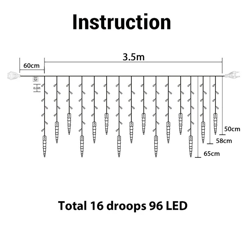 Street Garland Winter Festoon Led Light Curtain Icicle Garlands for New Year Droop 0.3M 0.4M 0.5M for Christmas Decorations 2023