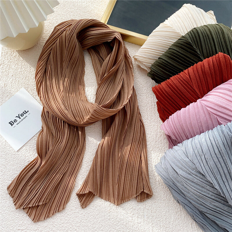 Pañuelo de lino y algodón para mujer, pañuelo para la cabeza, turbante, chal, 25x135cm