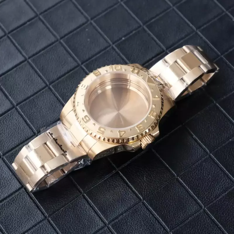 Pulsera de acero inoxidable de oro rosa NH35, cristal de zafiro para yate, movimiento mecánico, piezas de accesorios de reloj, 40mm