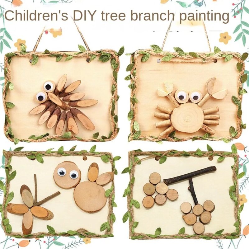 Bingkai kayu Diy hewan kreatif buatan tangan anak-anak mainan edukasi kerajinan bahan Diy paket kerajinan anak mainan hadiah anak