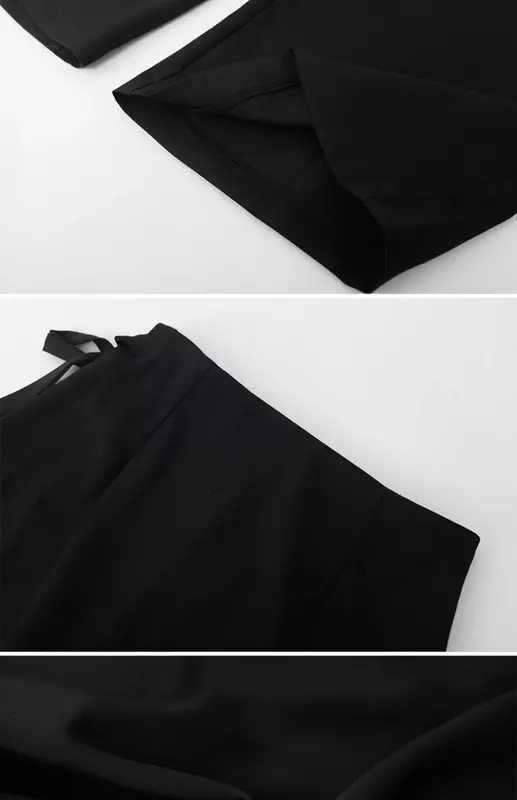 Celana panjang kasual gaya Tiongkok, celana panjang kasual hitam pinggang tinggi musim panas gaya nasional Retro