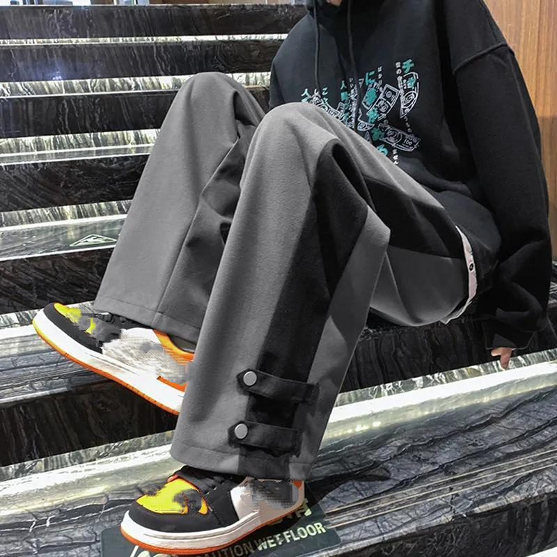 2024 Spring And Summer New Trendy Solid Color Retro All-in-one Plus-size Straight Pants Loose Casual Sports Y2k Pants Men S-5XL
