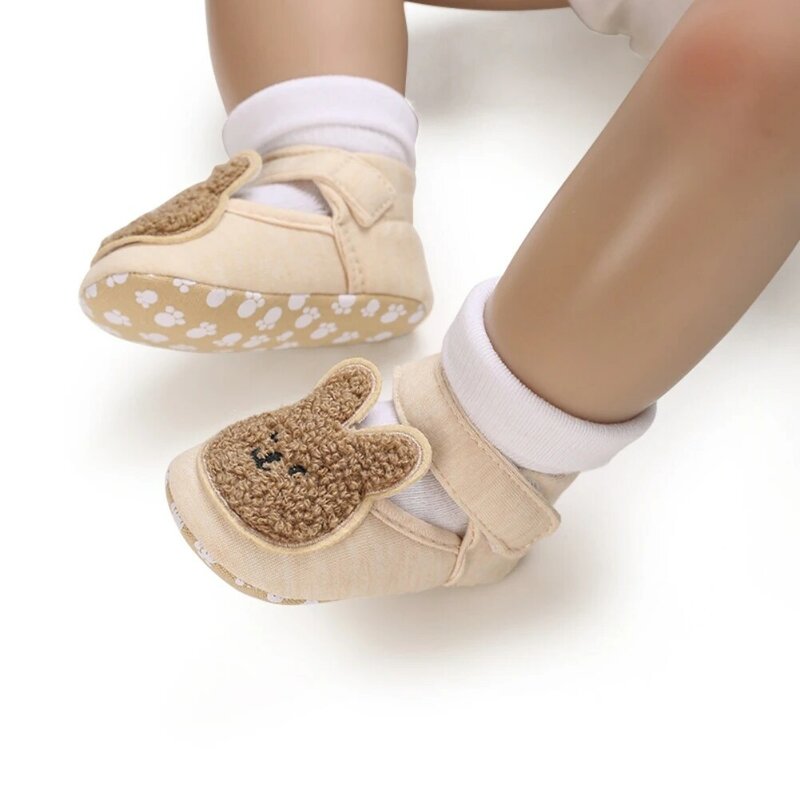 حذاء طفل صغير مانع للإنزلاق مع مشبك ، حيوان كرتون ، دب ، أرنب ، لطيف ، ديكور ، أزياء الأطفال ، المنزل
