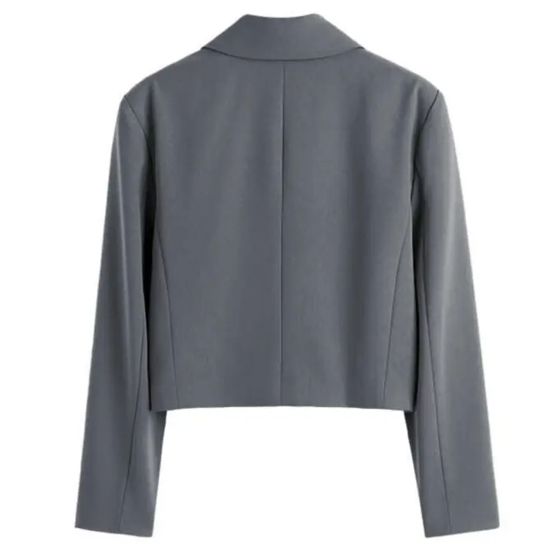 Модный женский элегантный короткий Блейзер Moor666, повседневный винтажный однотонный двубортный пиджак с длинным рукавом и английским воротником