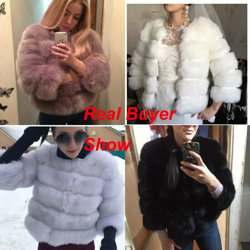 AIXIAOJING Winter New Furry coat Fox fur coat Fashion women top elegant fluffy jacket warm high quality plush faux fur coat