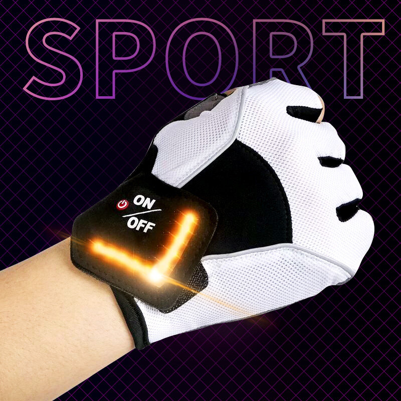 Guanti da ciclismo in GEL intelligenti guanti sportivi con mezze dita per indicatori di direzione a LED per bicicletta guanti da bici da esterno antiscivolo MTB