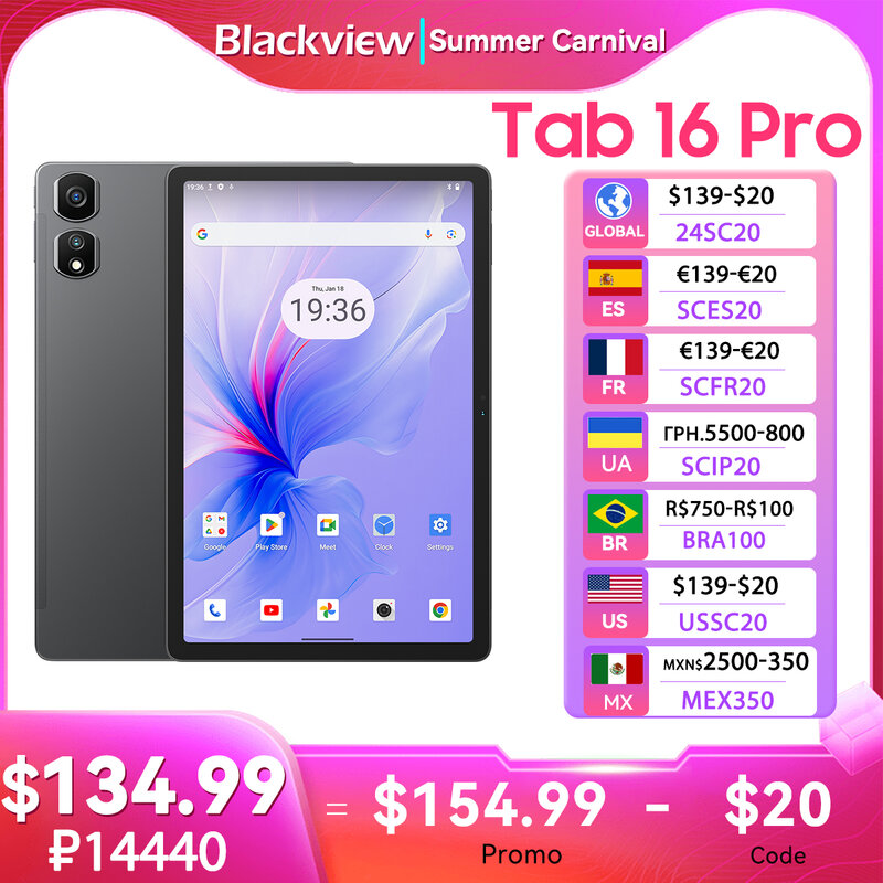 Blackview Tab 16 Pro планшет, экран 11 дюймов, Восьмиядерный, 24 Гб (8 + 16)