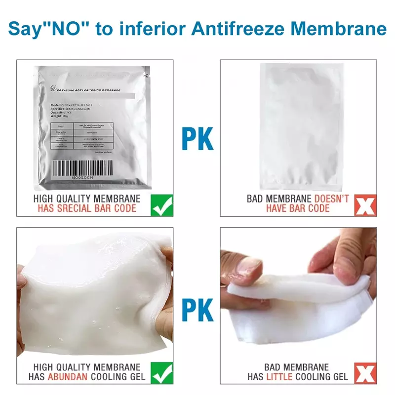 Anti-Freeze Membrana Gel Paster, filme anticongelante, crioterapia lipoaspiração, resfriamento, perda de peso, celulite Pad, perda de peso