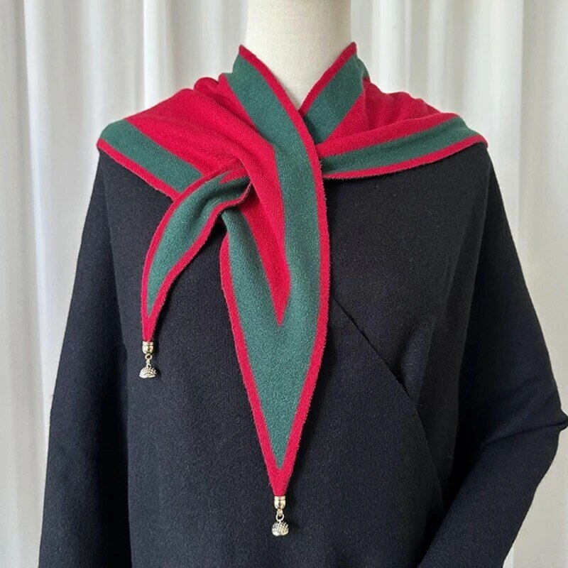 Зимний треугольный шарф, модная шаль с магнитной застежкой, женский уличный треугольный шарф DXAA