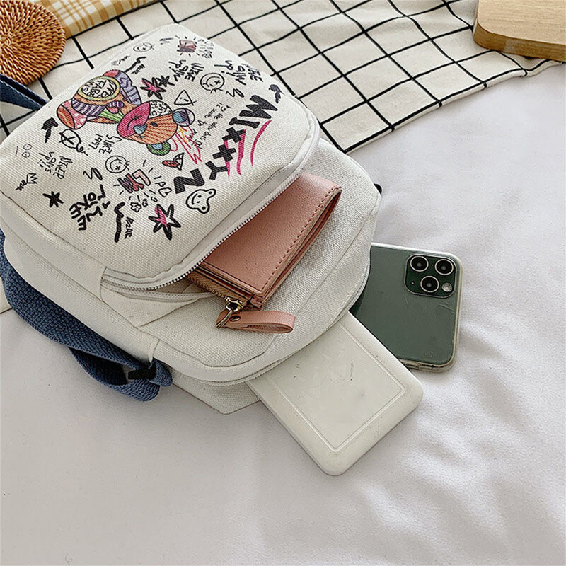Nuova borsa di tela da donna adorabile confezione singola giapponese con stampa di cartoni animati Casual pacchetto di telefoni cellulari a tracolla per studenti