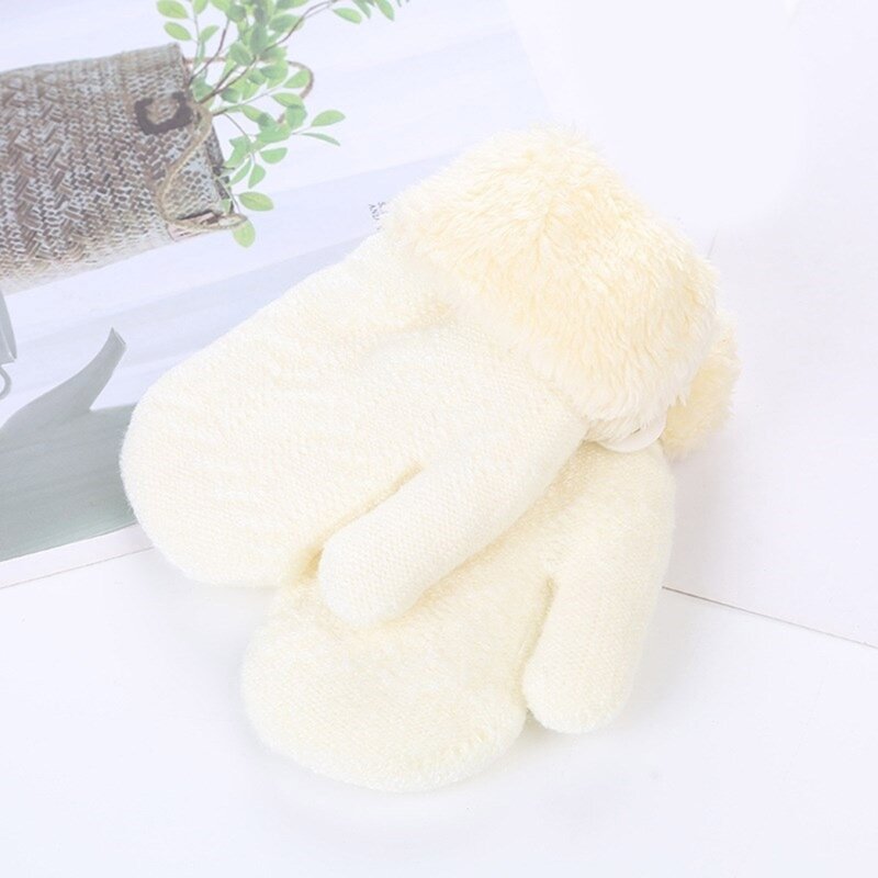 Thicken Plush Lined Baby Gloves Winter Warm Fluffy Baby Mittens Anti-scratch Boys Girls Full Finger Gloves for 0-6 Months Baby