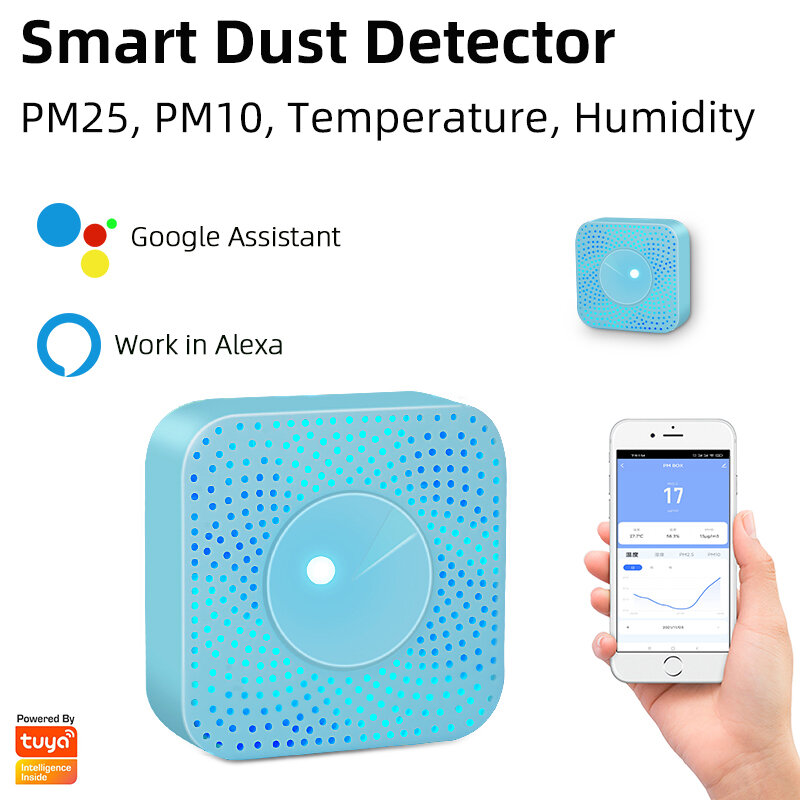 Датчик качества воздуха Tuya Smart WiFi PM25, датчик температуры и влажности воздуха 4-в-1 для умного дома