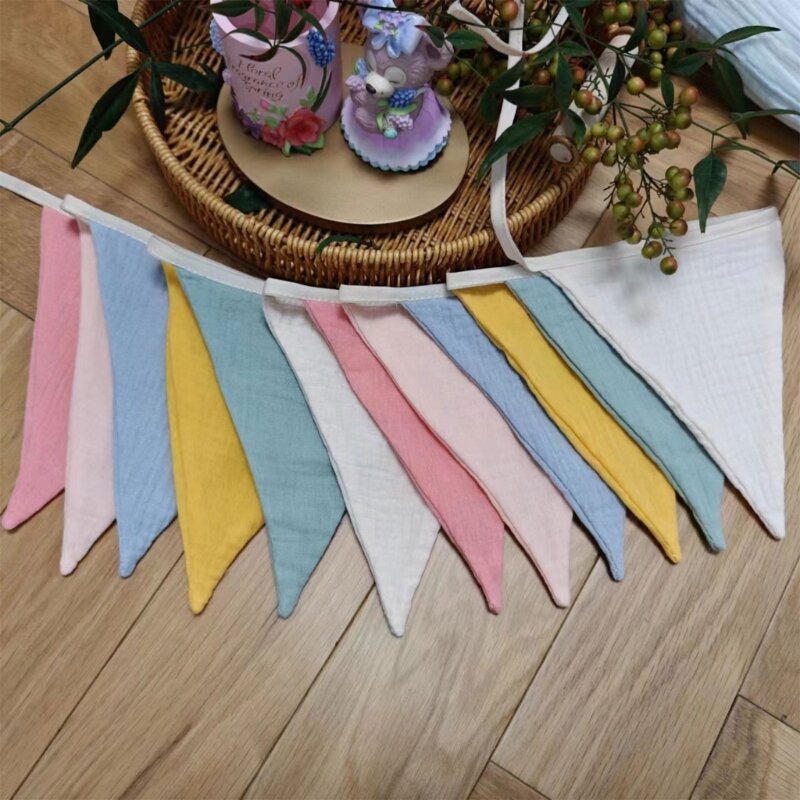 Pennant with Retro Color Bunting Flags Hanging for Wedding Birthday Baby Shower Parties Event