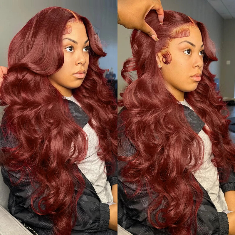 250% Reddish Brown Body Wave 13x6 HD Lace Front Wig 30 32 Inch Water Wave 13x4 Lace Frontal Human Hair Wigs For Women PrePlucked