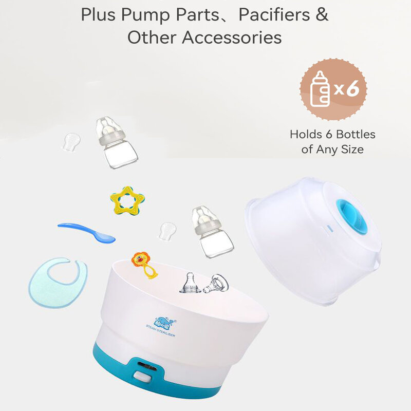 Esterilizador de mamadeira de bebê, Easy One Button Control, Elétrico, Livre de BPA, Esterilizadores para mamadeiras, Chupetas