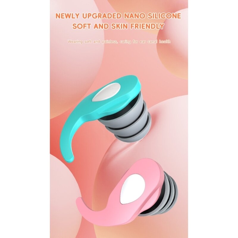 1 Pair Reusable Silicone Ear Plugs for Noise Reduction Ear Tips Noise Cancelling Earplugs for Sleep Concert Snoring