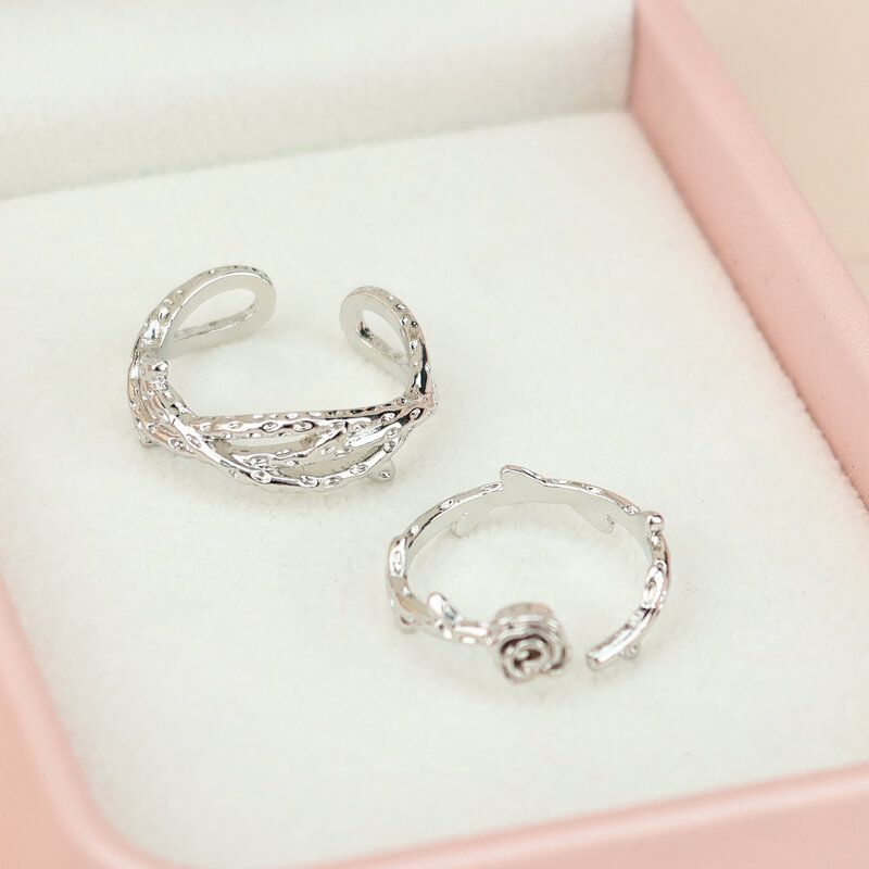 가시와 장미 군중 디자인 커플 반지: 발렌타인 데이 선물로 남녀공용 장미 반지 한 쌍