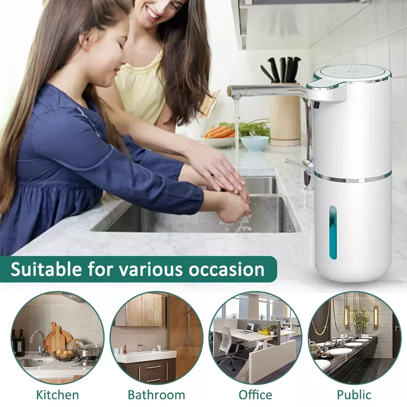 Dispensador de sabão de espuma automática para cozinha e banheiro, Smart Infrared Touchless Hand Washer, 2 anos de garantia, 380ml, 2Pcs