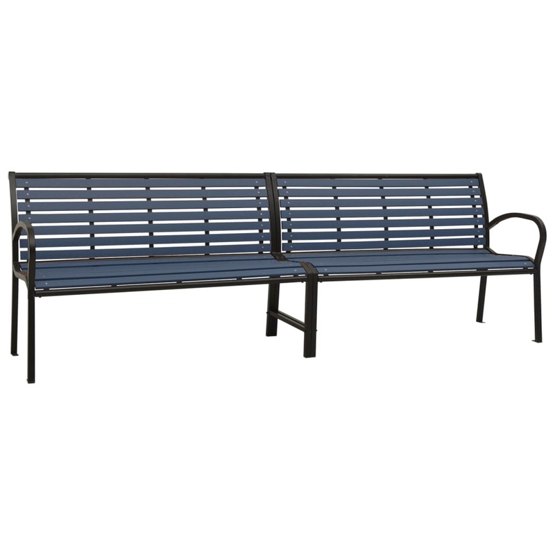 Twin Patio Bench Steel and WPC Black 98.8" x 24.4" x 32.3" Outdoor Chair Porch Furniture