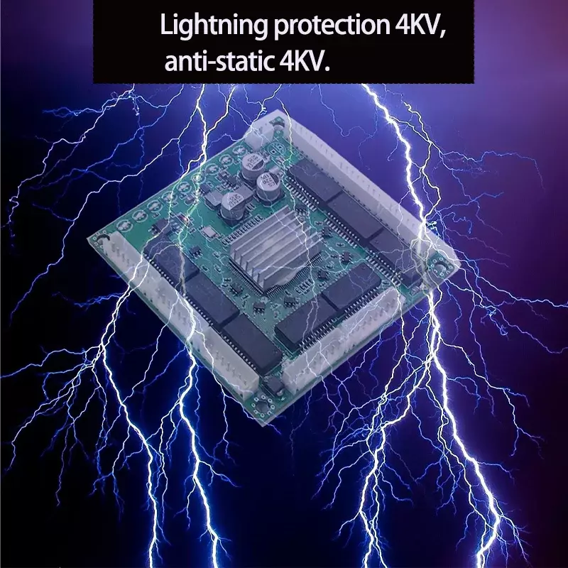 Mini PCBA 8Ports Networkmini ethernet switch module 10/100/1000Mbps 5V-15V Lightning protection 4KV, anti-static 4KV