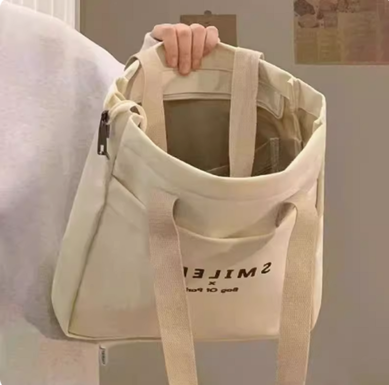 Koreański styl o dużej pojemności kwiatowy płócienna torba z grubej bawełny 2024 nowy styl Sen kwiatowa torba na ramię dojazdy do pracy niszowa torebka