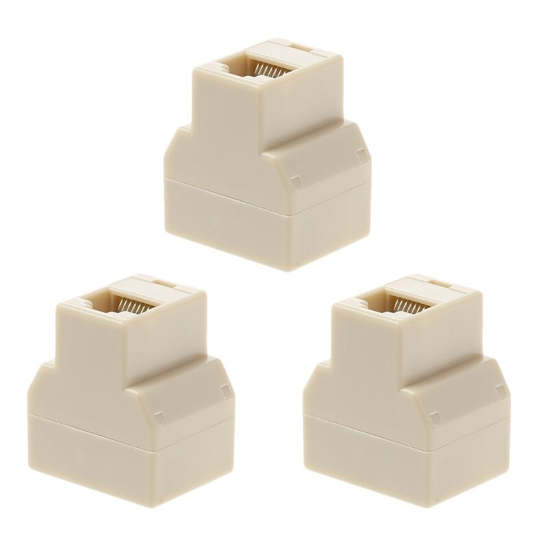 3Pcs 1 To 2 Way LAN Ethernet Cable RJ45 Female Splitter Connector Adapte