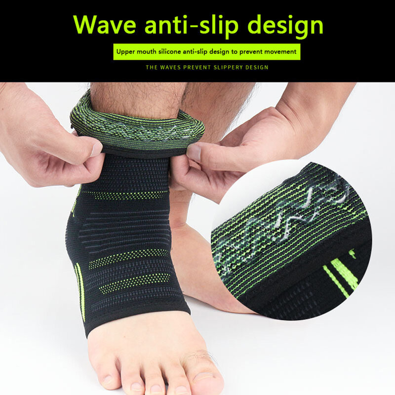 1Pcs Ankle Compression Sleeve for Women/Men,Ankle Brace with Silicone Gel, Toeless Compression Sock for Arch & Heel Pain Relief