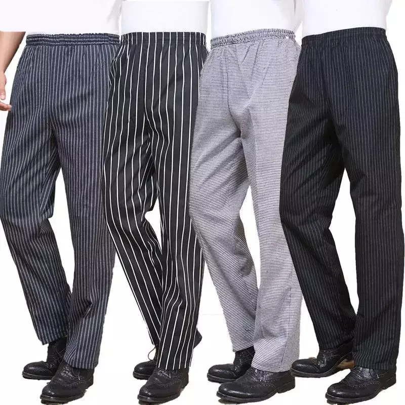 Calças de bolso baggy com calças para homens e mulheres, uniformes elásticos, calças de cintura, calças zebra, hotel, restaurante, chef, cozinha, mulheres