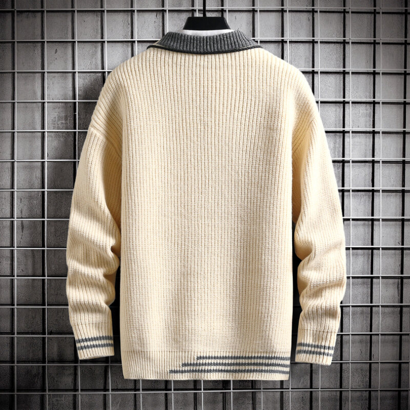 Men's Stylish Autumn/winter Warm Sweaters/Male Long Sleeve Round Neck Pullover Man Solid Color Business Sweaters 3XL-M