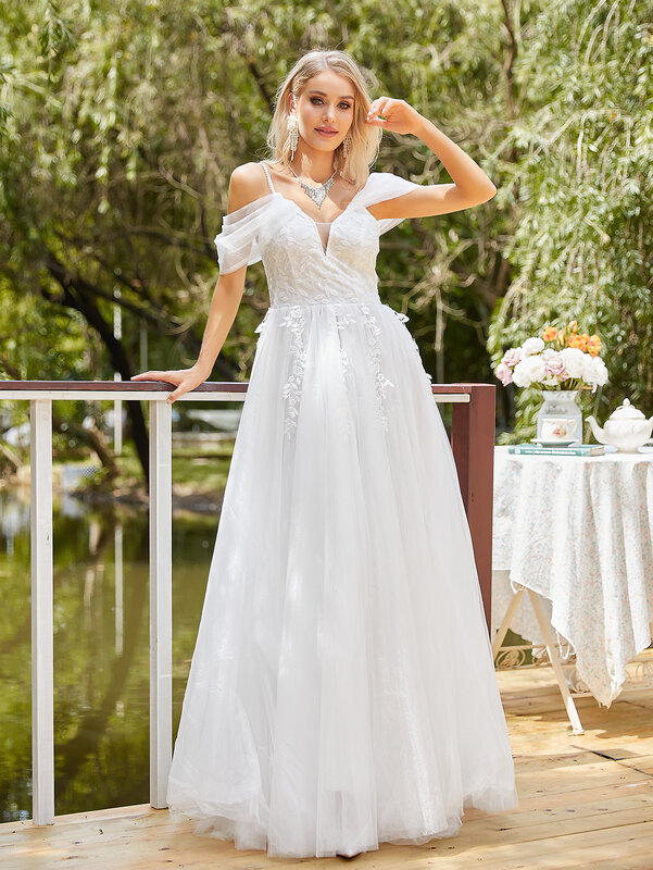 Sexy Illusion Mode Vintage Brautkleider weiß A-Linie Spitze bestickt Kleid Abschluss ball Party Kleid Braut Urlaub Kleid Abend
