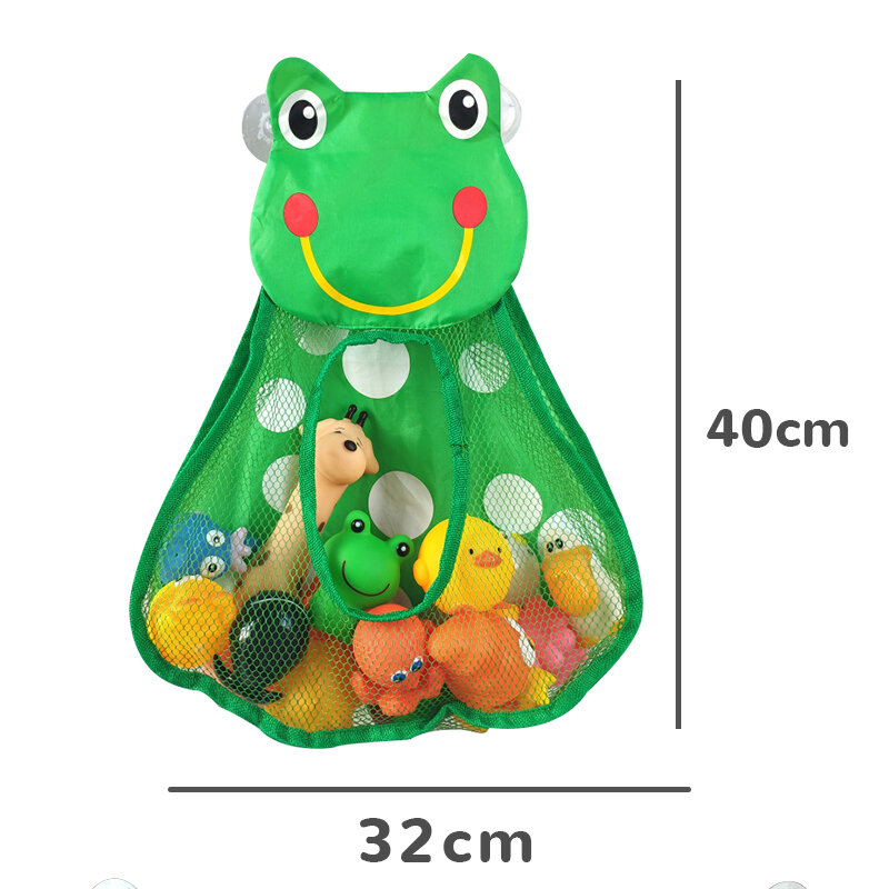 아기 목욕 장난감, 귀여운 오리 개구리 메쉬 그물 장난감 보관 가방, 강한 흡입 컵, 목욕 게임 가방, 욕실 정리함, 어린이용 물 장난감