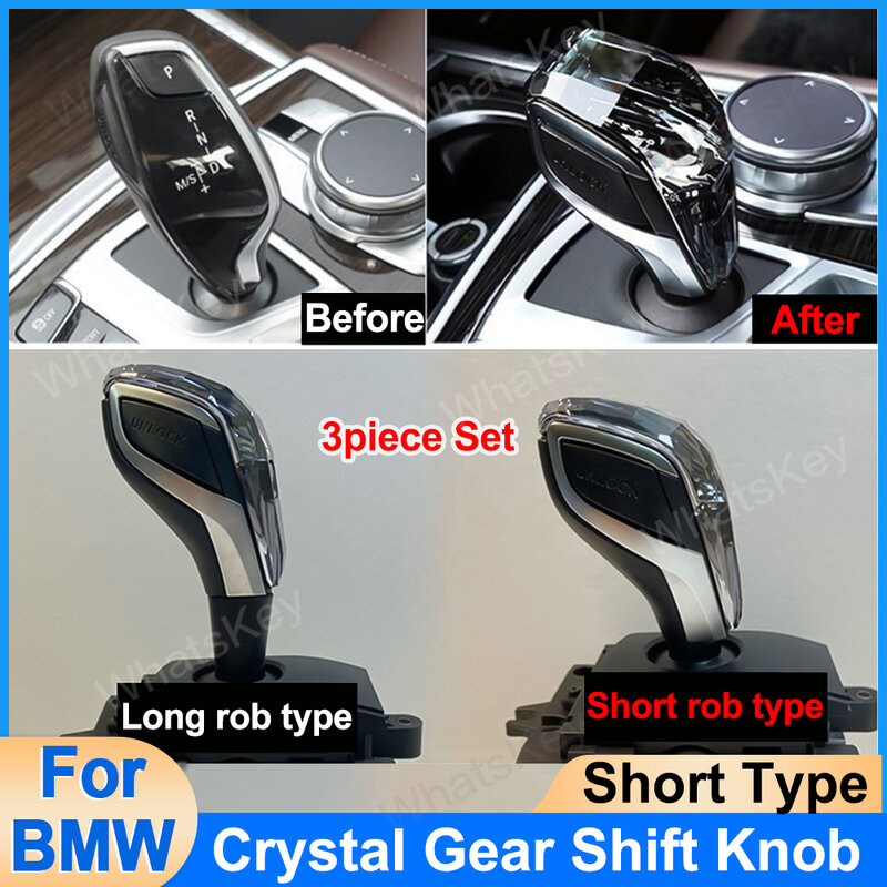Perilla de cambio de marchas de cristal tipo varilla corta para BMW G30, G32, G01, G08, G11, G12, i8, F01, F10, F20, F30, F32, F25, F26, F15, F16, X5, X6