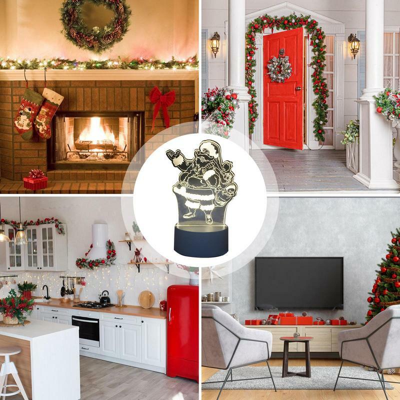 Рождественское украшение, 3D лампа, Акриловая Рождественская Светодиодная настольная лампа с сенсорным управлением, светодиодная настольная лампа для украшения комнаты, праздничные подарки