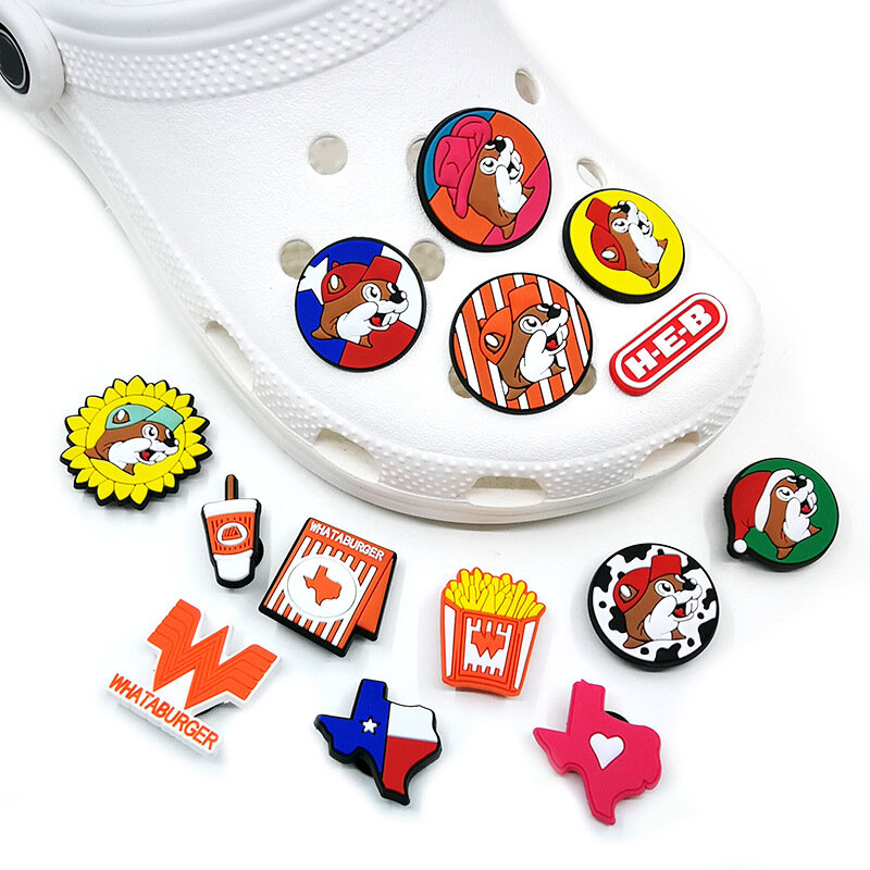 1pcs Texas French Fries Shoe Charms Accessories Sandals Shoe Decorations Jeans Pins Badge Unisex Kid's Party X-mas