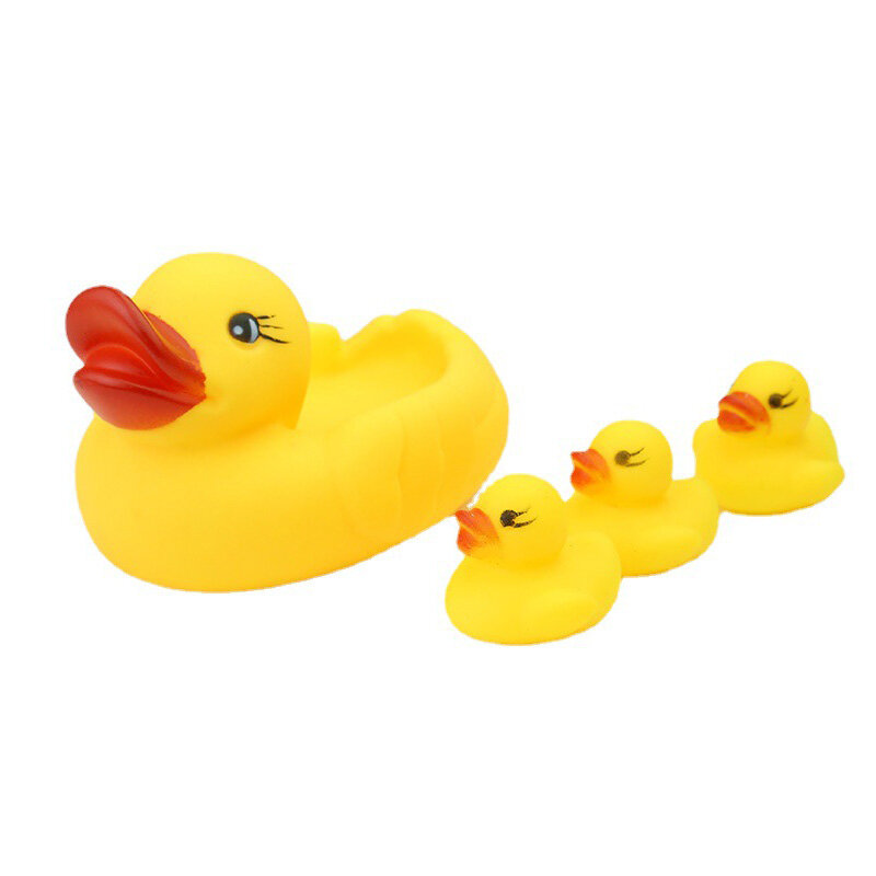 4 pçs brinquedos do bebê água flutuante crianças brinquedos de água pato de borracha amarelo ducky brinquedo de banho do bebê para crianças squeeze som squeaky piscina