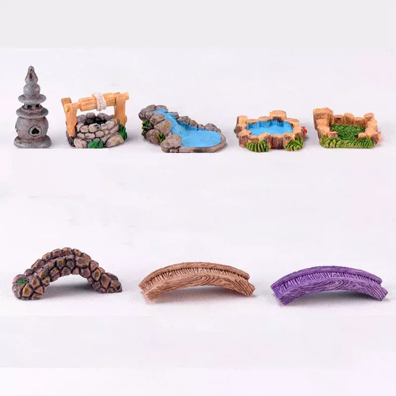 Mini Limitated Chinese Style Ornament For Garden Decor Lighthouse Well Bridge Figurines Miniature Craft Fairy Pot Decoration