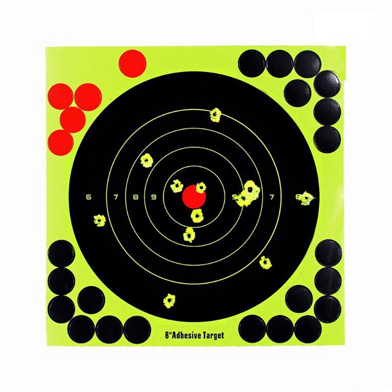 Stiker Target 12 inci 10 buah/set, perlengkapan latihan kertas Target senapan angin taktis berperekat neon