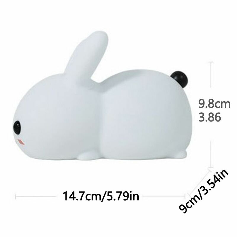 Silicone Kids Night Light USB Charging 2/7 Colors LED Rabbit Night Light Bunny Shape with Remote Control Bedside Night Lamp