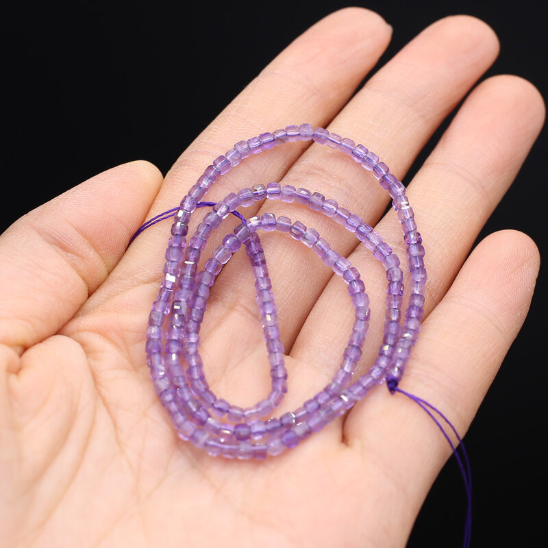 Natural Stone Cube Beads Loose Amethyst Crystal Bead for Jewelry Making Diy Trendy Necklace Bracelet Accessories