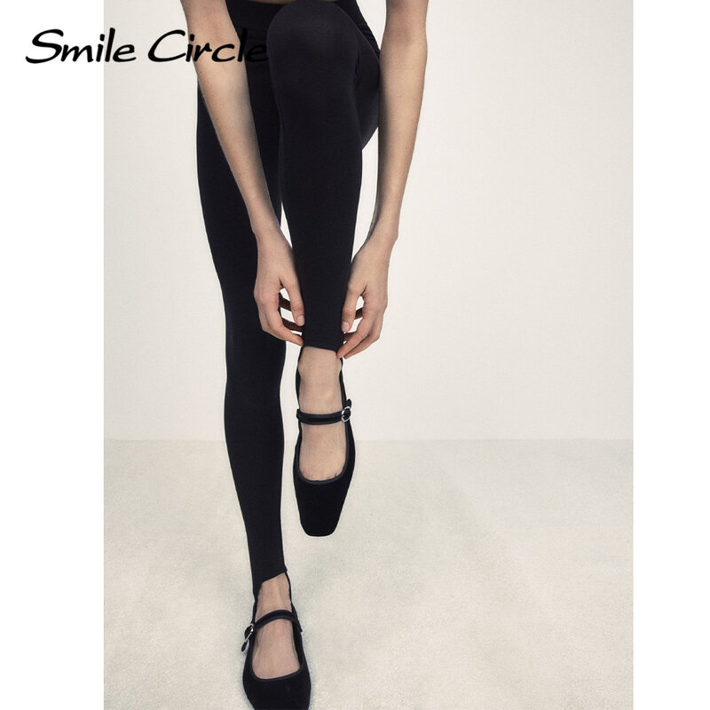 Smile Circle Velvet Mary Jane ballerine scarpe da donna con stampa leopardata comode scarpe basse con punta tonda morbida per le donne